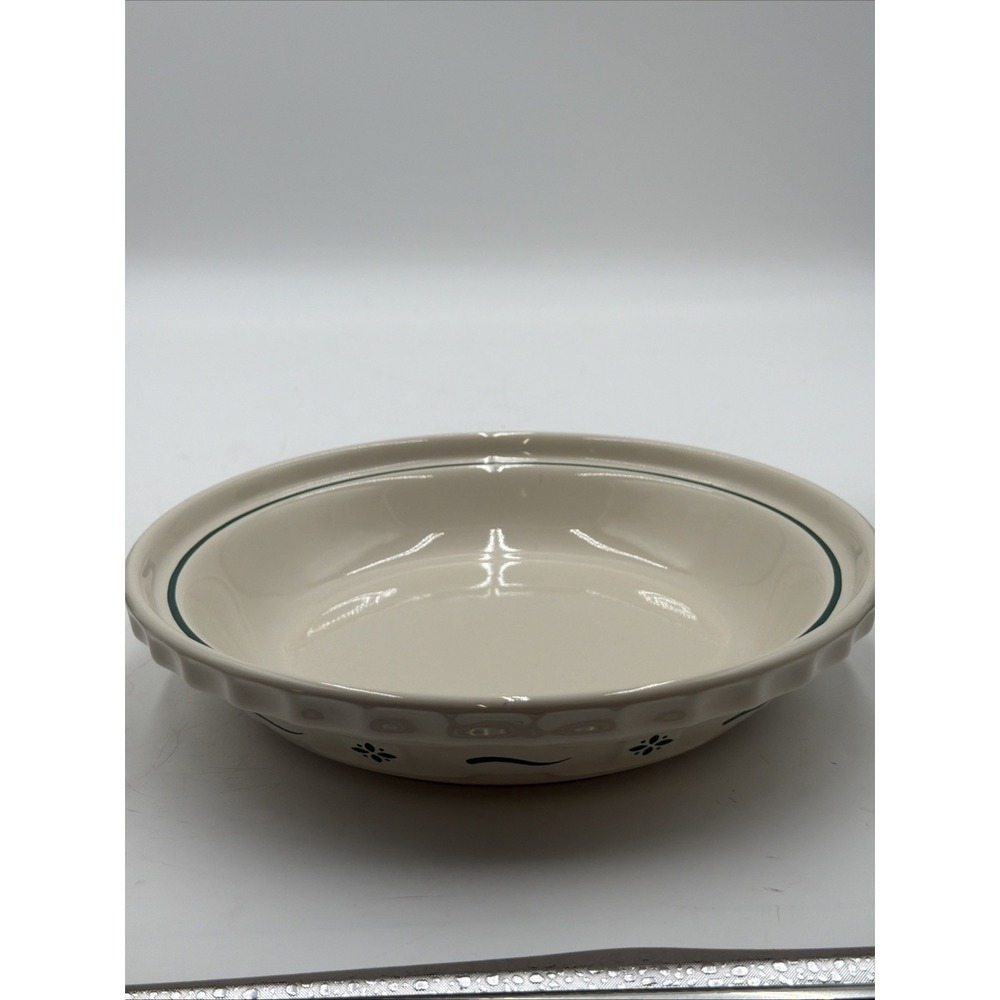 Longaberger Pottery Woven Traditions Heritage Green 10" Pie Plate/Baking Dish